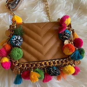 Aldo Multicolor Pom-Pom Shoulder Bag